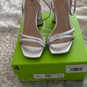 Sam Edelman Silver Strappy Block Heel Sandals
